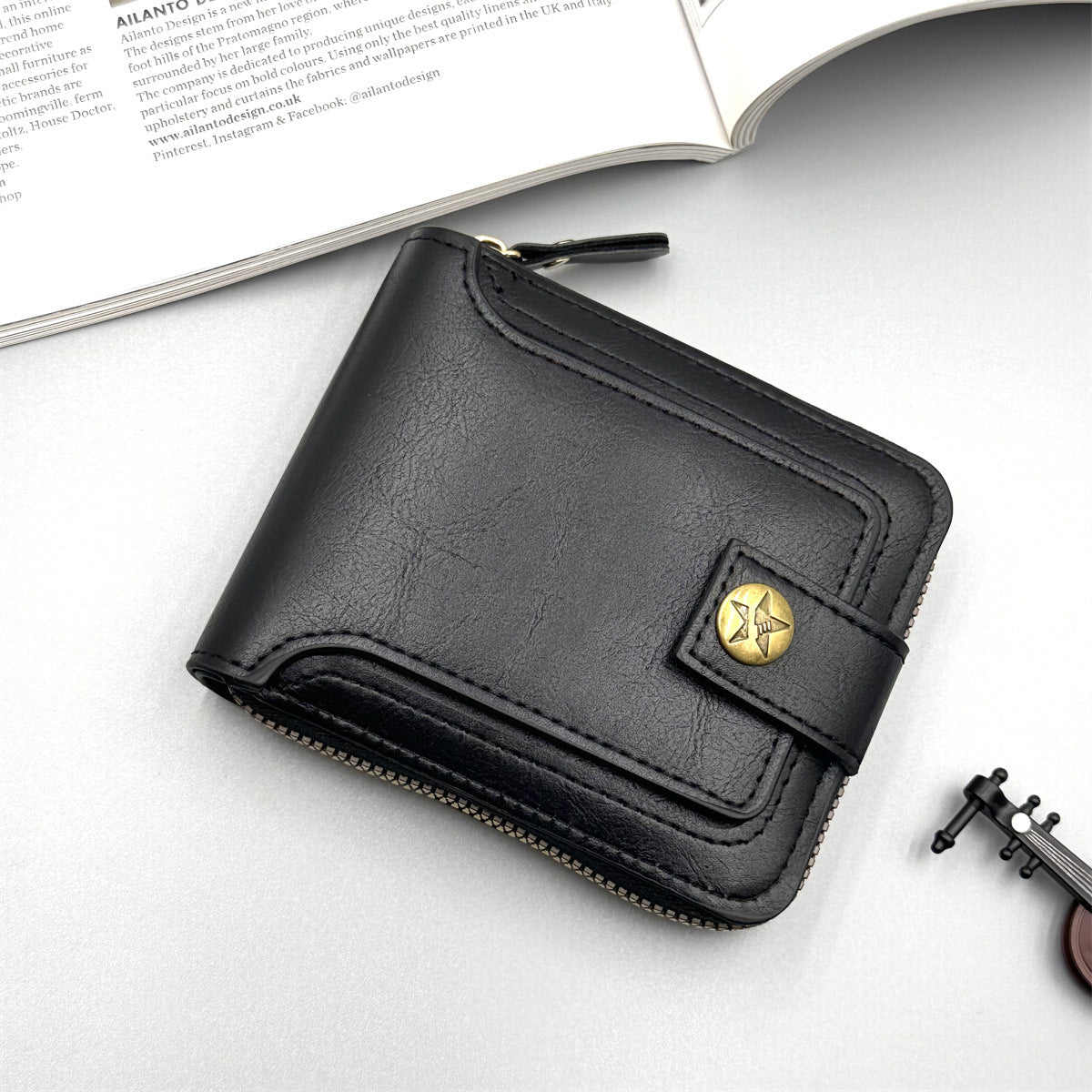 Stylische Leder Reißverschluss Geldbörse