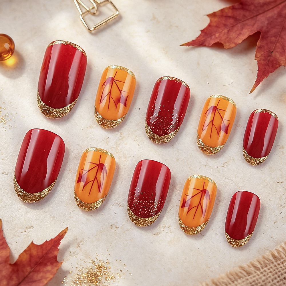Elegante herbstliche Gel-Nagelkunst Brehn