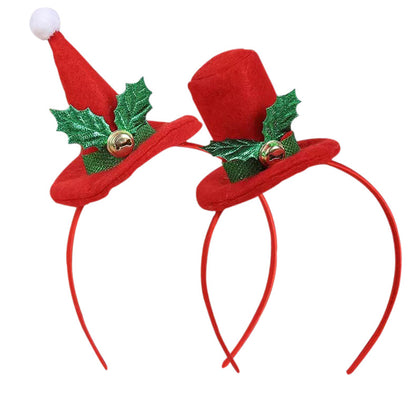 Weihnachts-Haarreif mit Weihnachtsmannhut und Pflanzenmotiv