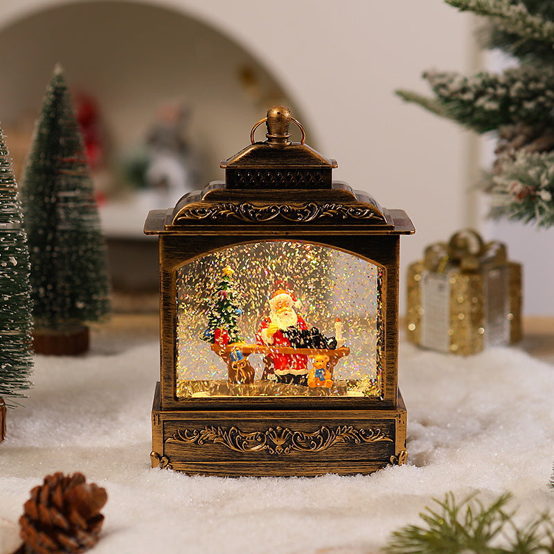 Nostalgische Weihnachtslaterne mit beweglicher Schneefallszene Brehn