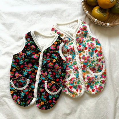 Florales Fleece-Snap-Front-Hundewesten