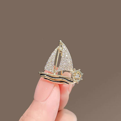 Elegante Segelboot Brosche Brehn