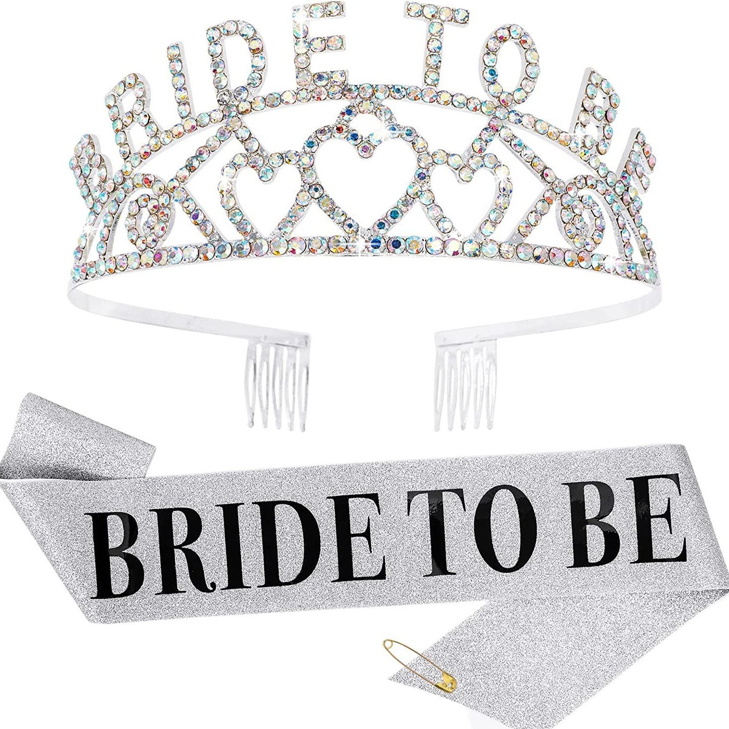 Damen Glitzernde Tiara mit Herzmotiven Brehn