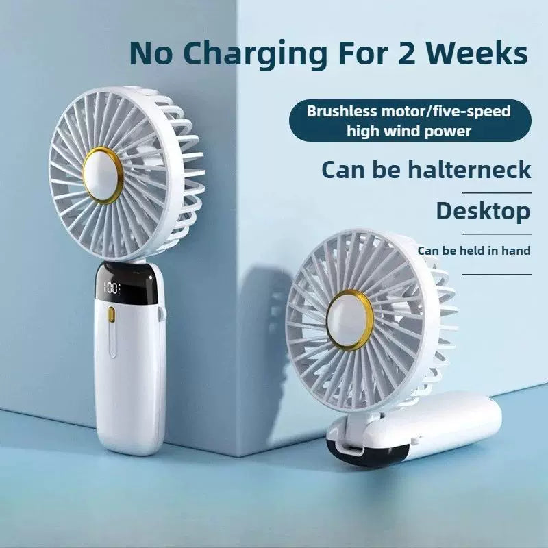 Unisex Einheitsgröße faltbarer wiederaufladbarer Handventilator mit mehr Geschwindigkeit LED-Display abnehmbarer Ladebasis Brehn