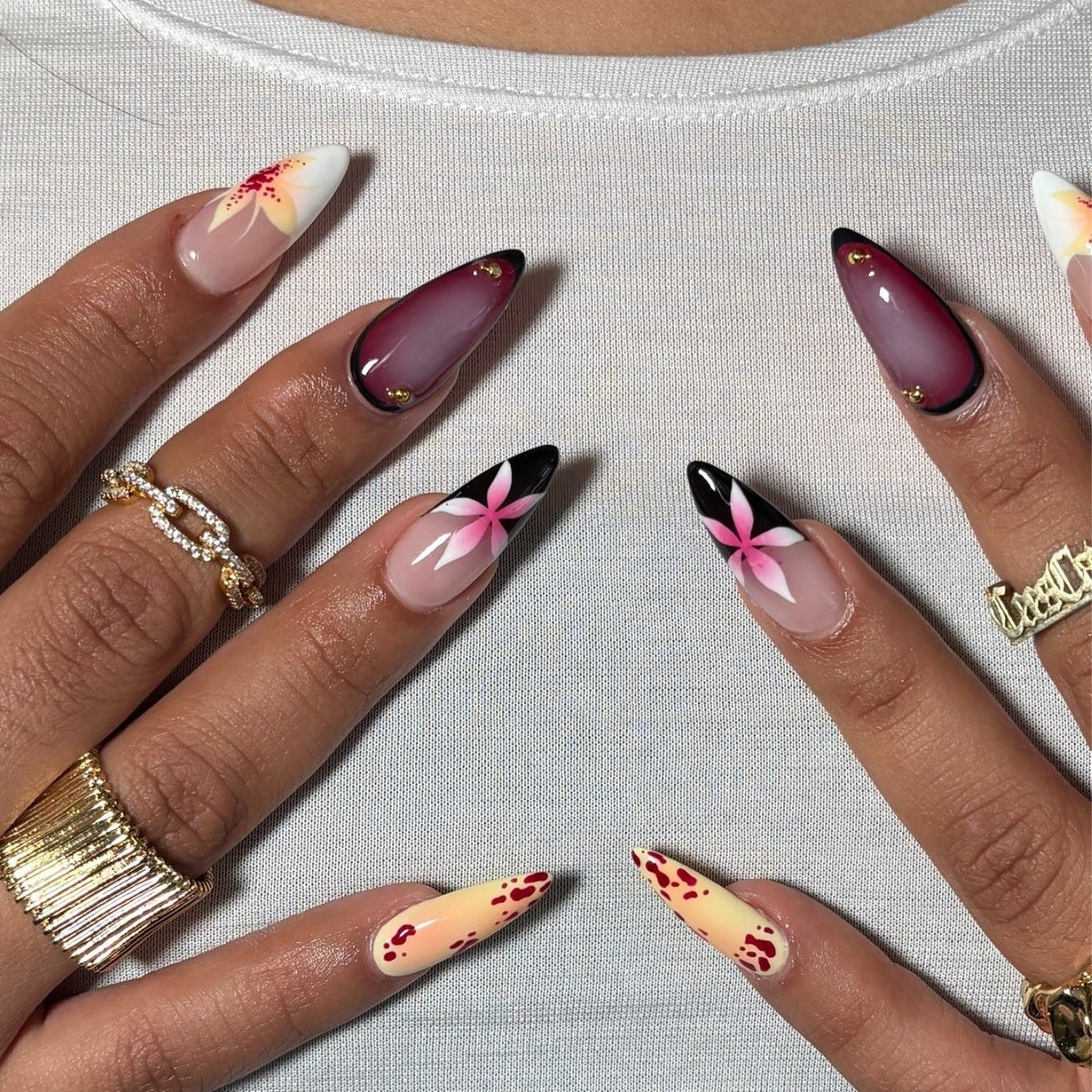 Künstlerische Stiletto Press-On Nail Kollektion