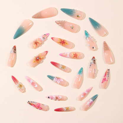 Floral Art Stiletto Nagelverlängerungen Brehn