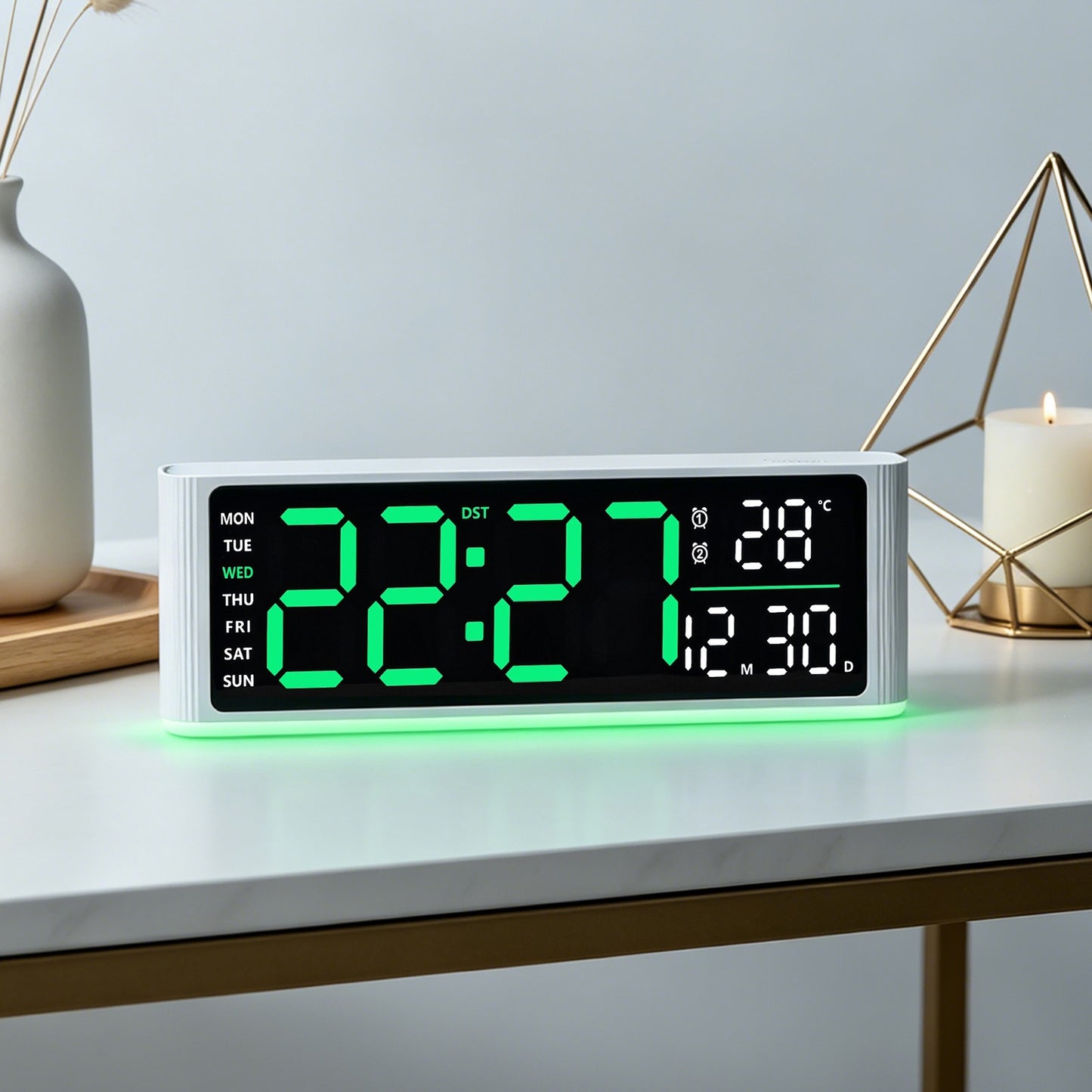 Digitaler Led-Wecker mit Temperatur- und Wochentagsanzeige Brehn