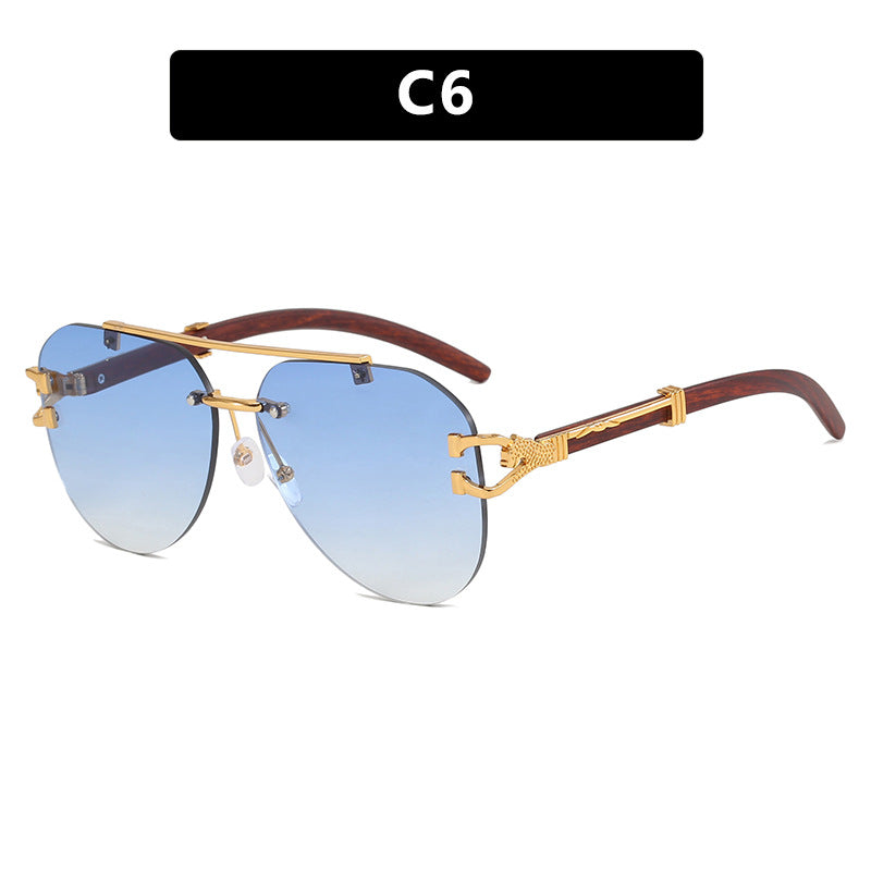 Damen modische Piloten-Sonnenbrille mit luxuriösen Metallakzenten und Holzdetails Brehn