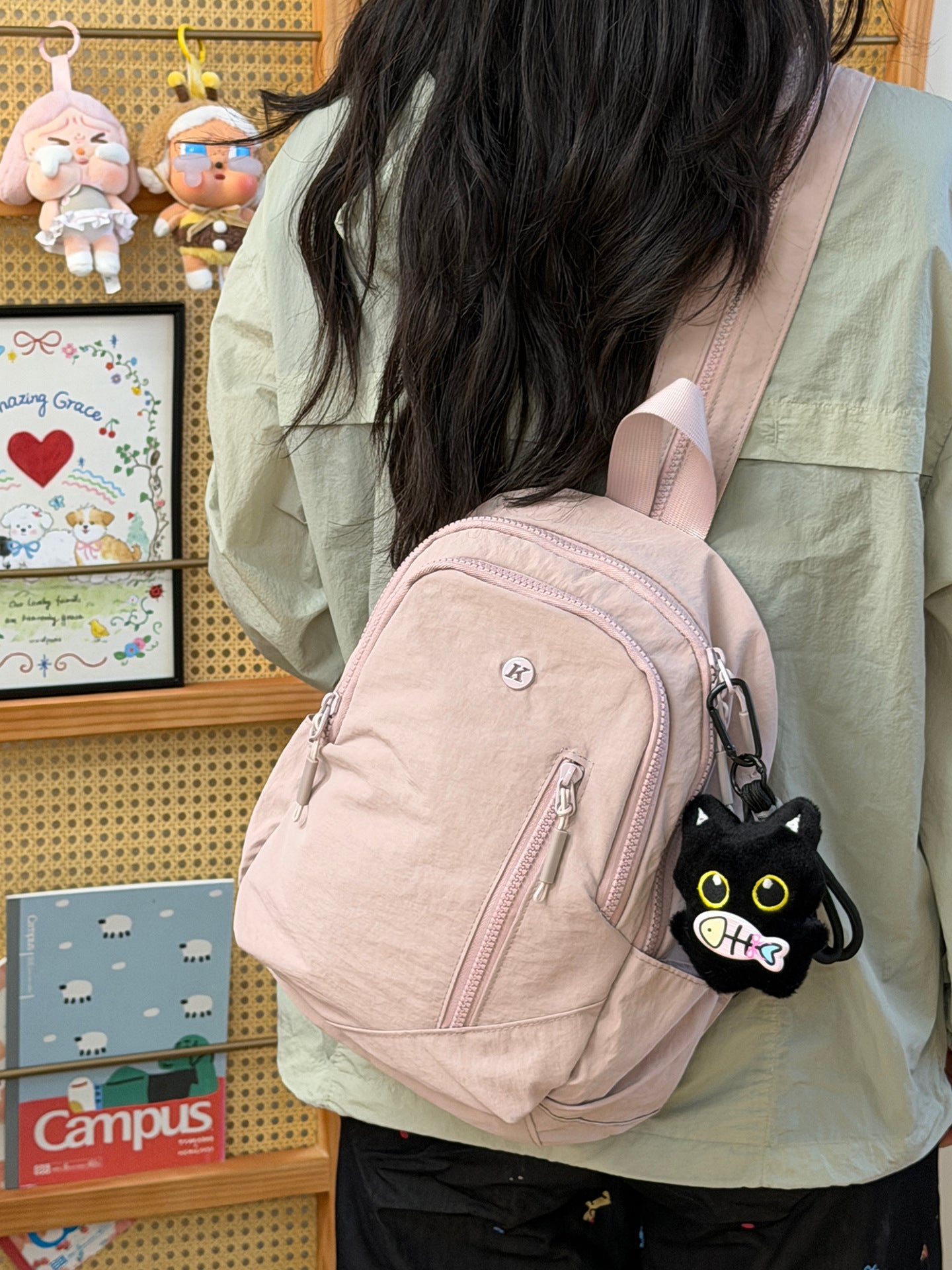 Strukturierte Canvas Sling-Rucksack