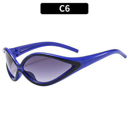 Futuristische Katzenauge Sonnenbrille mit stilvollen Flügelrahmen