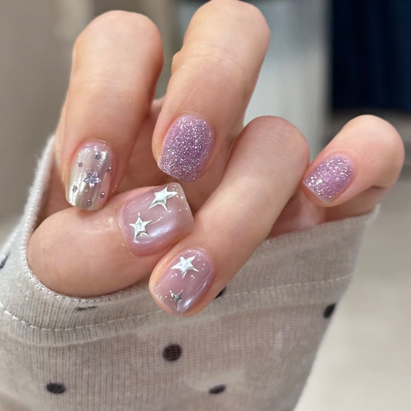 Glitzernde mit Sternen verzierte Press-On Nägel Brehn