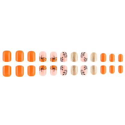 Dekorativer Press-On Nagelkunst-Set mit Kürbisdesign Brehn