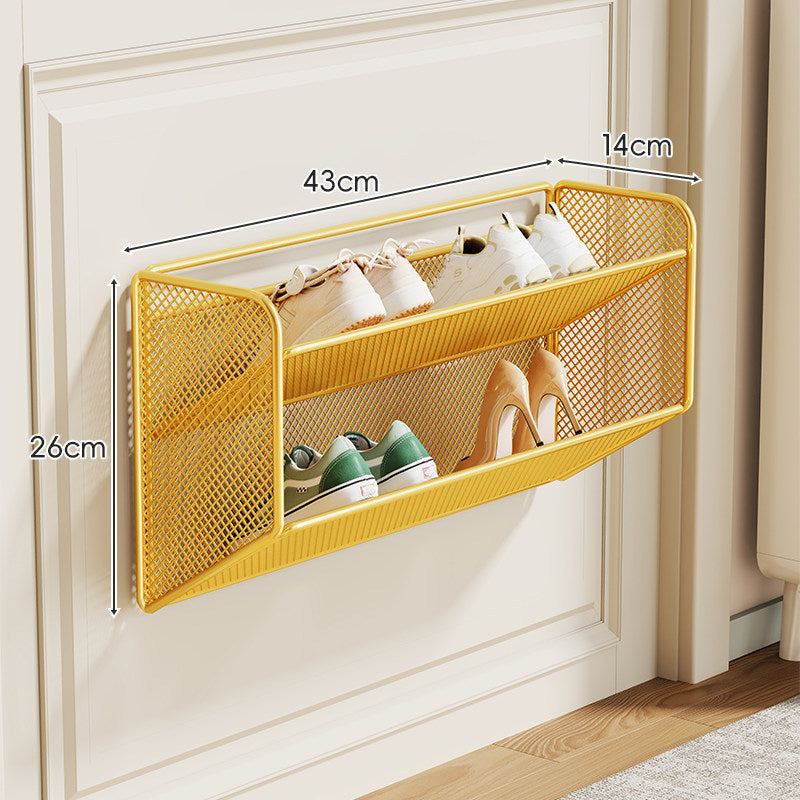 Wandmontierter Klapp-Slim-Mesh-Schuhorganizer-Regal für schmale Eingänge