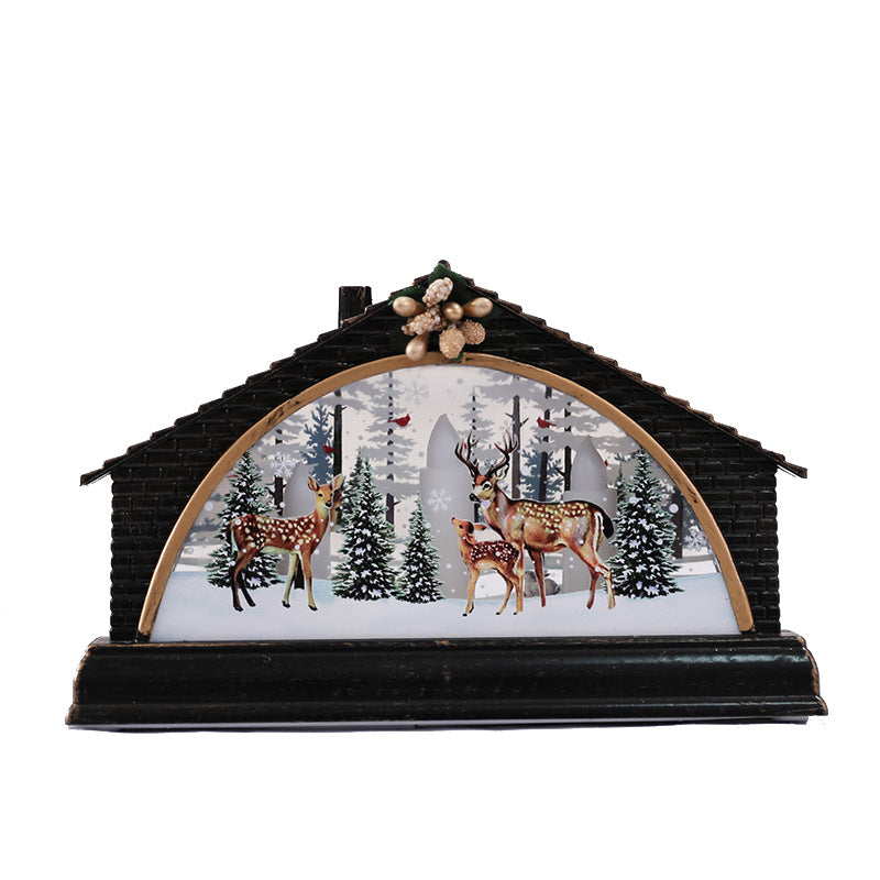 Dekorative Beleuchtete Weihnachtsdorf-Szene
