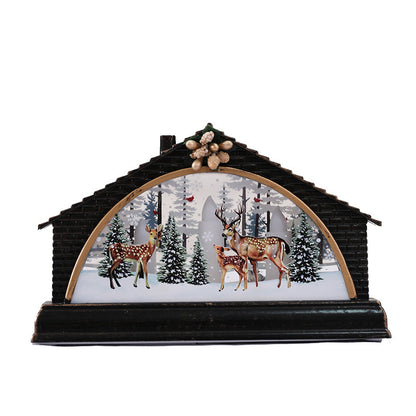 Dekorative Beleuchtete Weihnachtsdorf-Szene