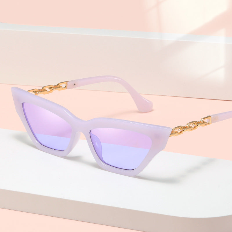 Damen edgy Katzenaugen-Sonnenbrille mit goldenen Details Brehn
