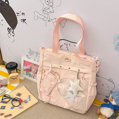 Stylische Multi-Taschen Stern-Applikation Rucksack Brehn