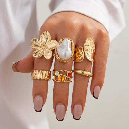Florale Silber Statement Ring Brehn