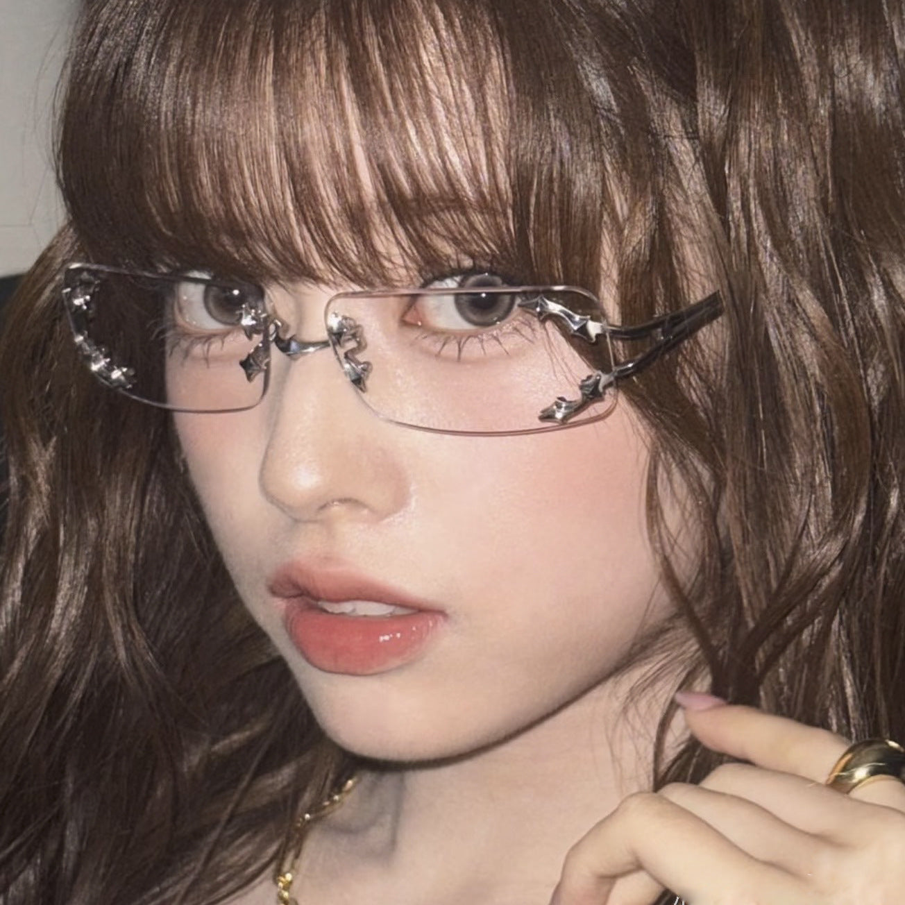 Damen modische Sonnenbrille mit filigranem Metallrahmen und transparenten Gläsern Brehn