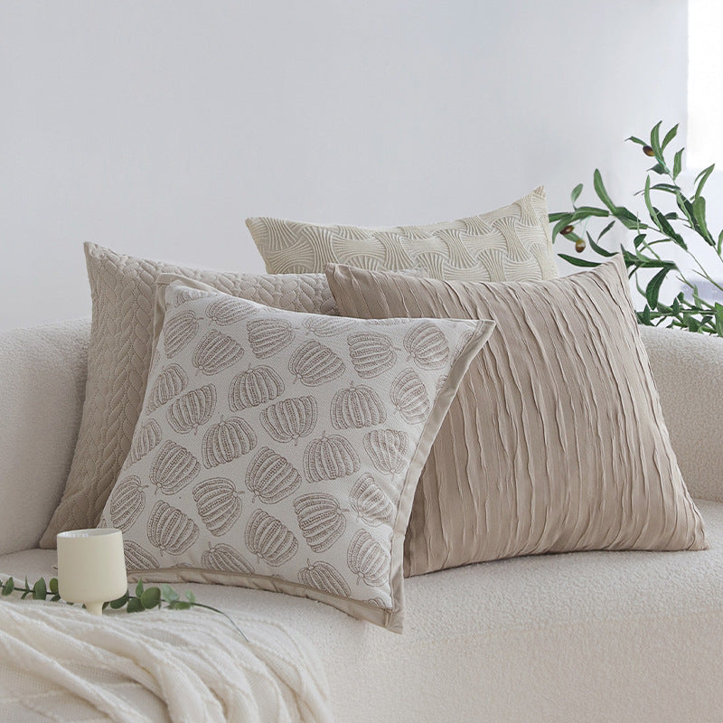 Dekorativer Jacquard-Kissenbezug mit Baum-Motiv und Samt-Paspel Brehn