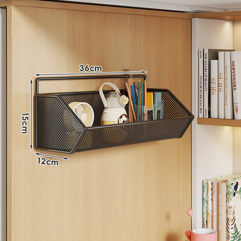 Wandmontierter Netzaufbewahrungskorb mit oberem Haken und belüftetem Metallnetz