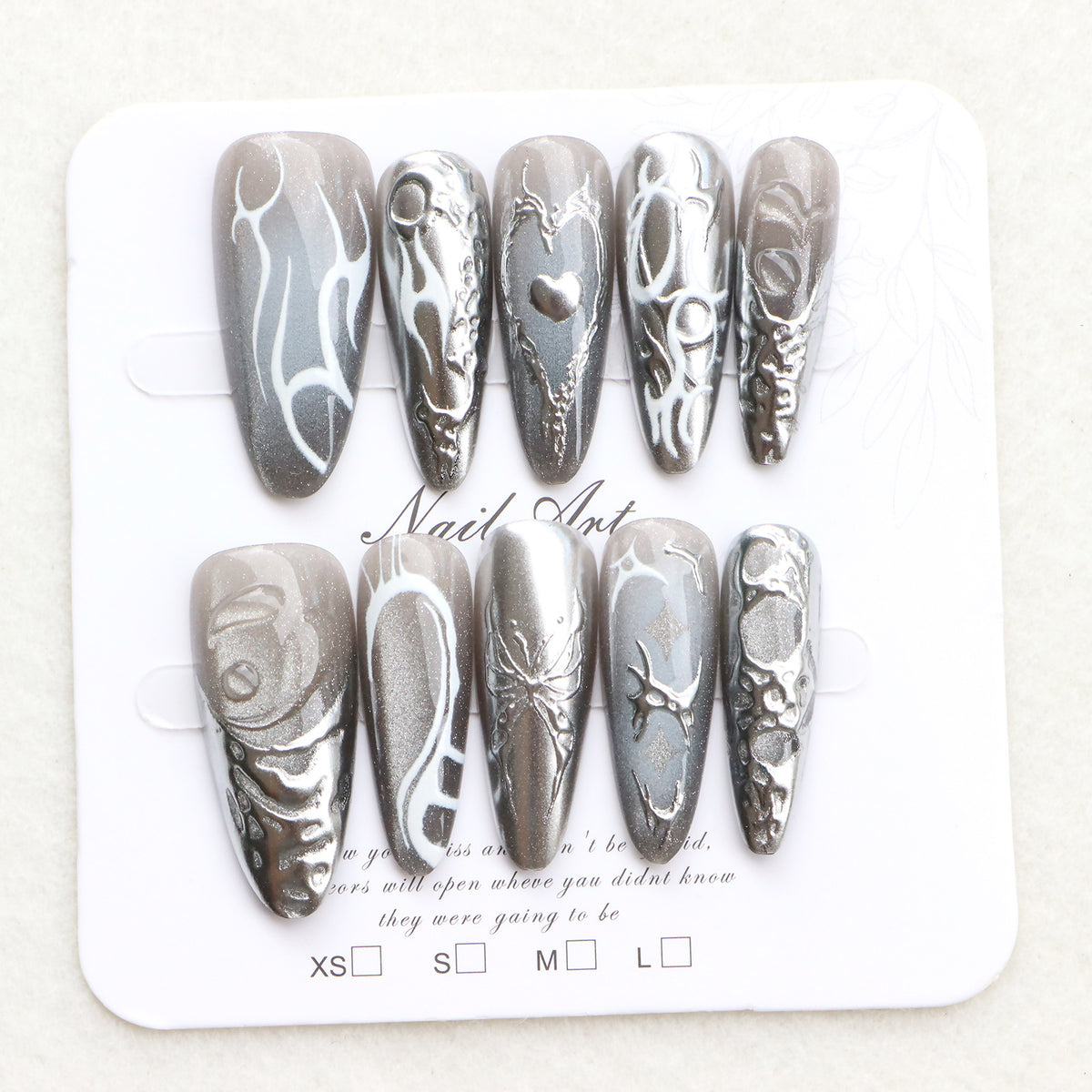 Künstlerisches abstraktes Press-On-Nagelset Brehn