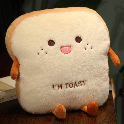 Kuschelplüsch-Kissen in Toastform mit Stickerei und weicher Füllung