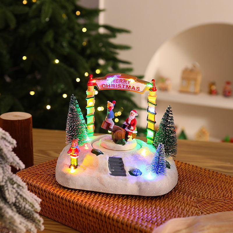 Festliche Weihnachtsdekoration mit Lichtern Brehn