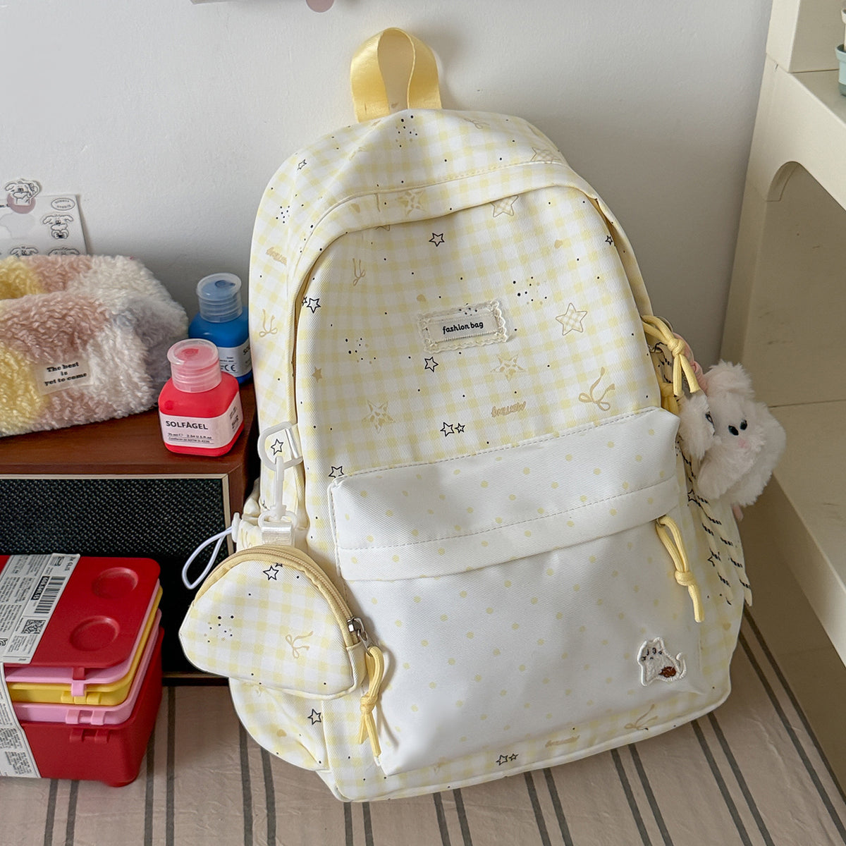 Stylischer Karostoff Casual Rucksack Brehn