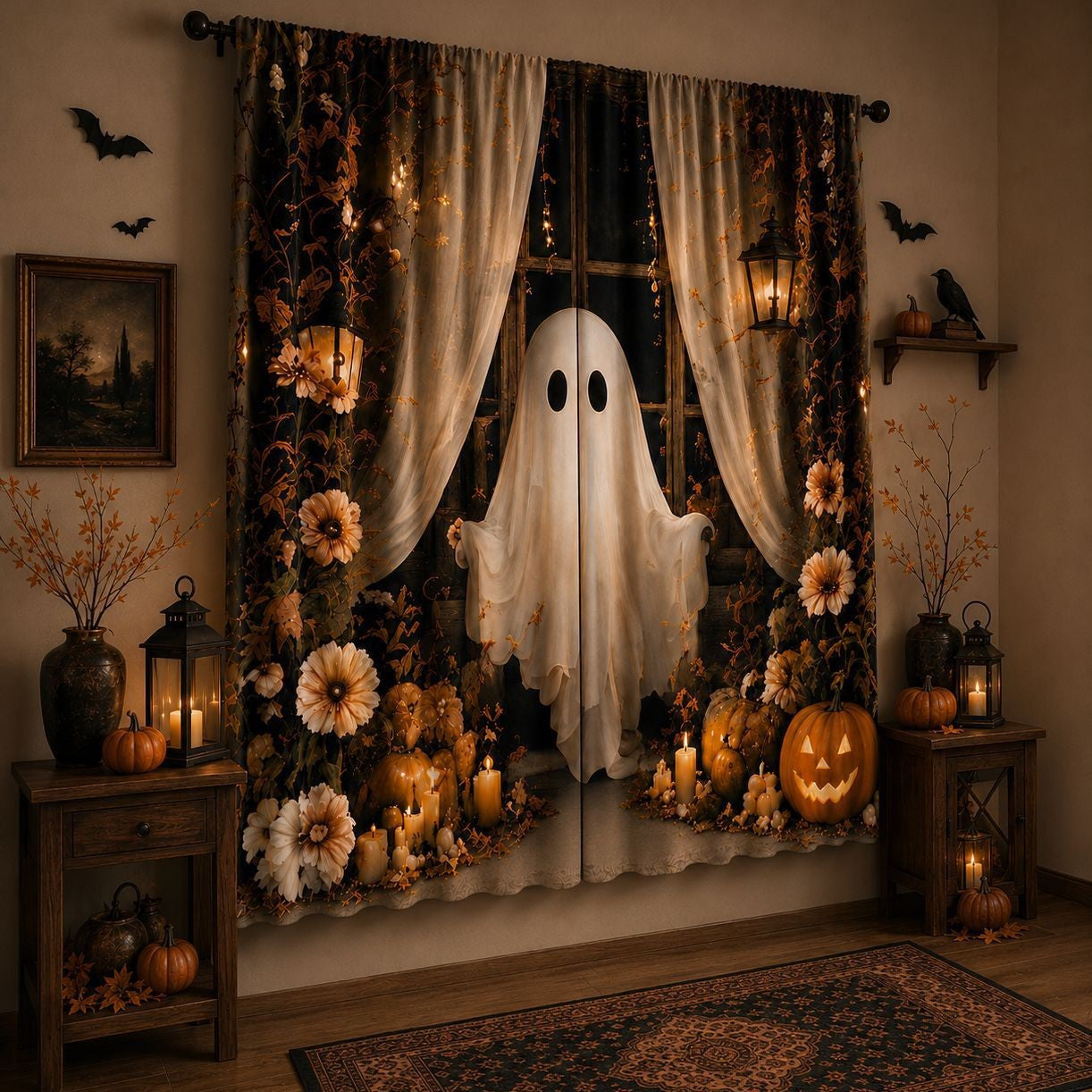 Geister-Themen Halloween Fenster Vorhänge