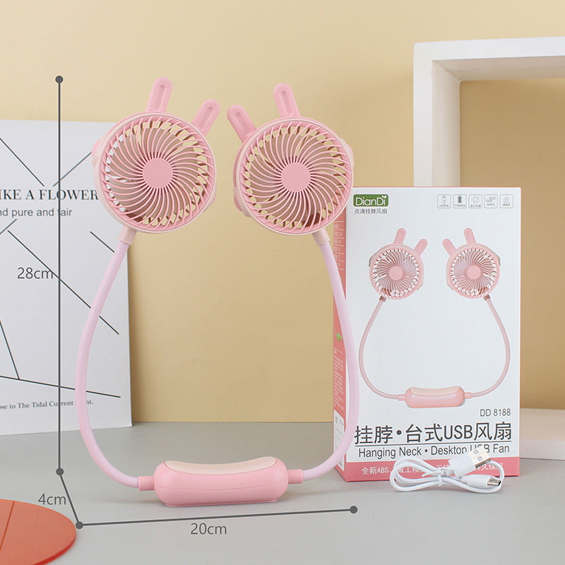 Unisex nan tragbarer Nackenventilator mit doppelter Lüftereinheit und flexiblen Silikonarmen Brehn