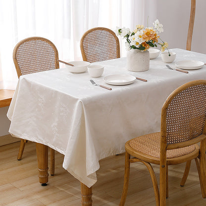 Rechteckige Premium-Tischwäsche aus Jacquard-Polyester mit subtiler Frost-Blütenprägung Brehn