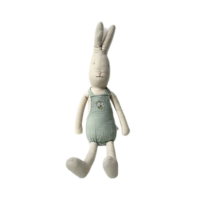 Plüsch-Langohren-Hasenpuppe mit Musslin-Overall