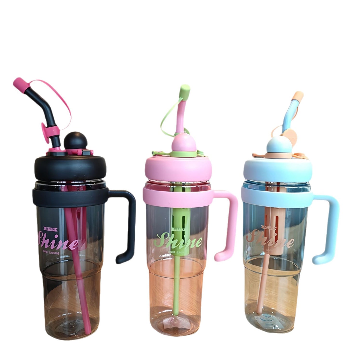 Damen praktische Trinkflasche mit integriertem Strohhalm Brehn