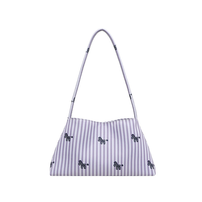 WoChic Bestickte Gestreifte Schultertasche Brehn