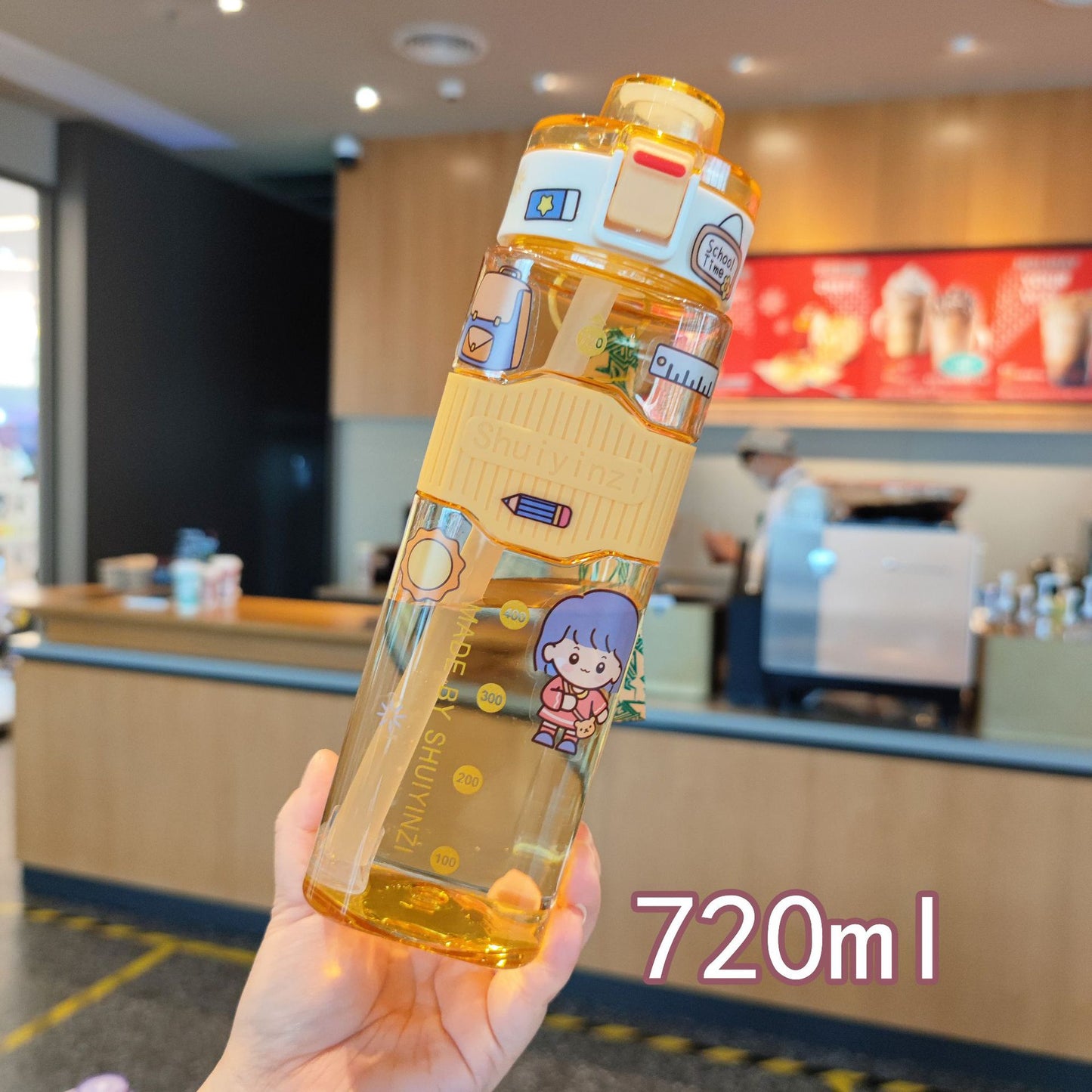 Damen kreative Trinkflasche mit innovativem Sichtfenster und Motivationsmarkierungen Brehn