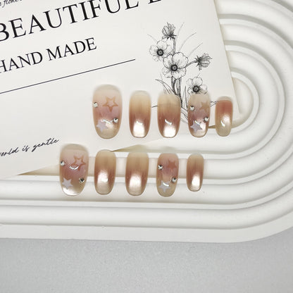 Künstlerisches Press-On Nagelkunst-Set mit Sternelementen