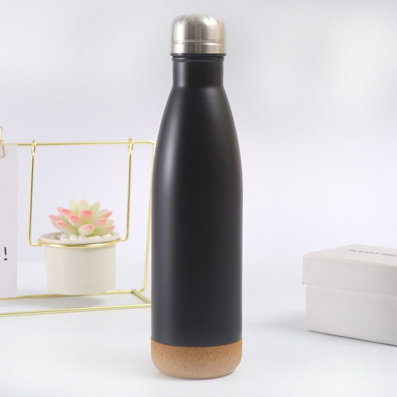 Damen stilvolle Edelstahl Isolierflasche mit Korkboden Brehn