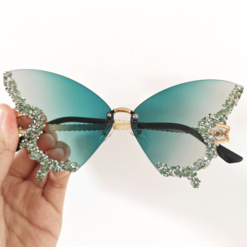Damen extravagante Sonnenbrille mit funkelndem Butterfly-Design Brehn