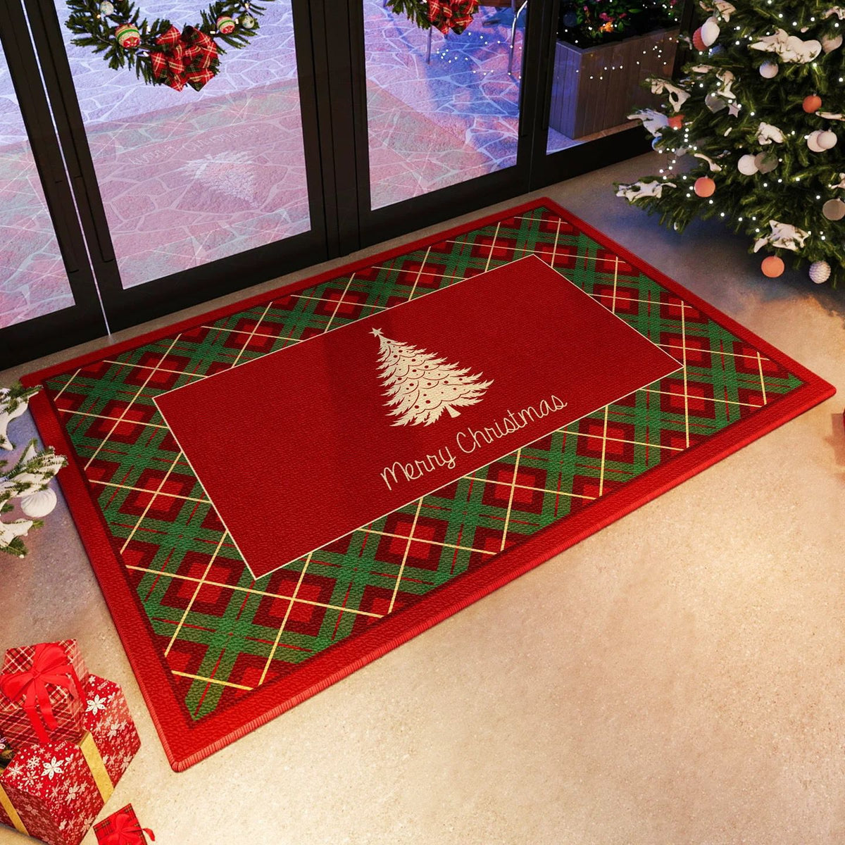 Festliche Weihnachtsbaum-Themen-Innendoormat Brehn
