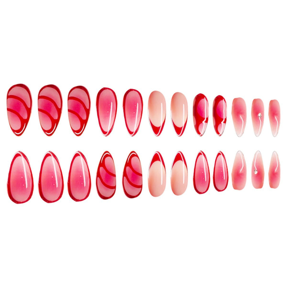 Künstlerisches Stiletto Press-On Nagelset Brehn