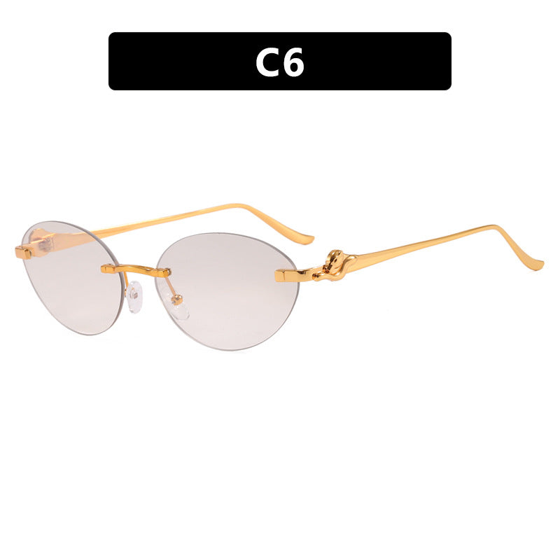 Damen runde Sonnenbrille mit elegantem, halbtransparentem Rahmen und modischen Details Brehn