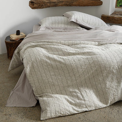 Stonewashed Gequiltetes Baumwollbettwäsche-Set mit Minimalistischem Rippstich