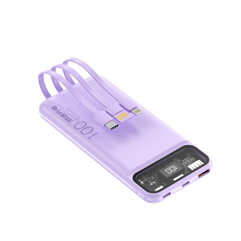 Tragbare Powerbank mit multifunktionalem Kabelsystem und digitaler Anzeige Brehn