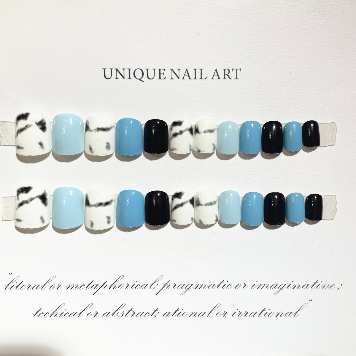 Künstlerisches Press-On Nagelset mit marmorierten Mustern