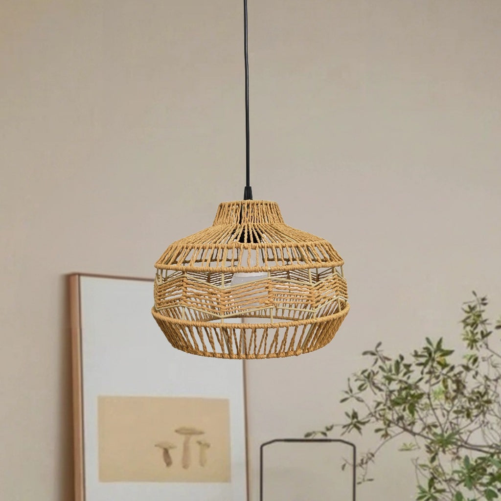 Handgewebte Rattan Pendelleuchte