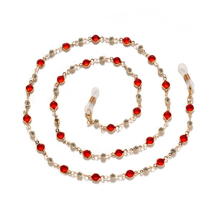 Elegante Strass- und Edelsteinkette für Brillen Brehn