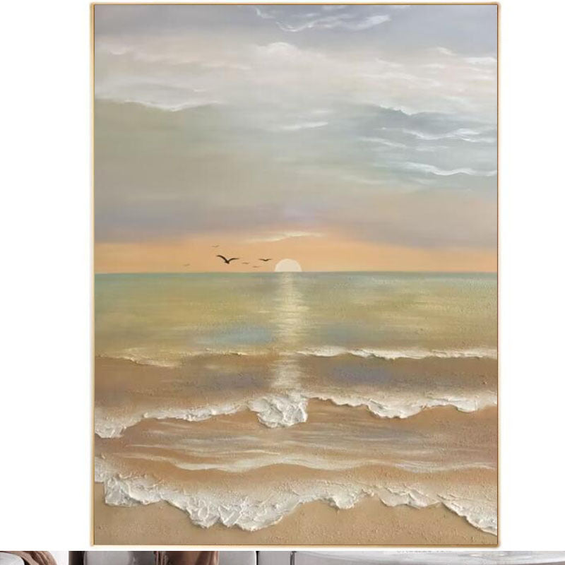 Texturiertes Küsten Sonnenuntergang Leinwandkunst