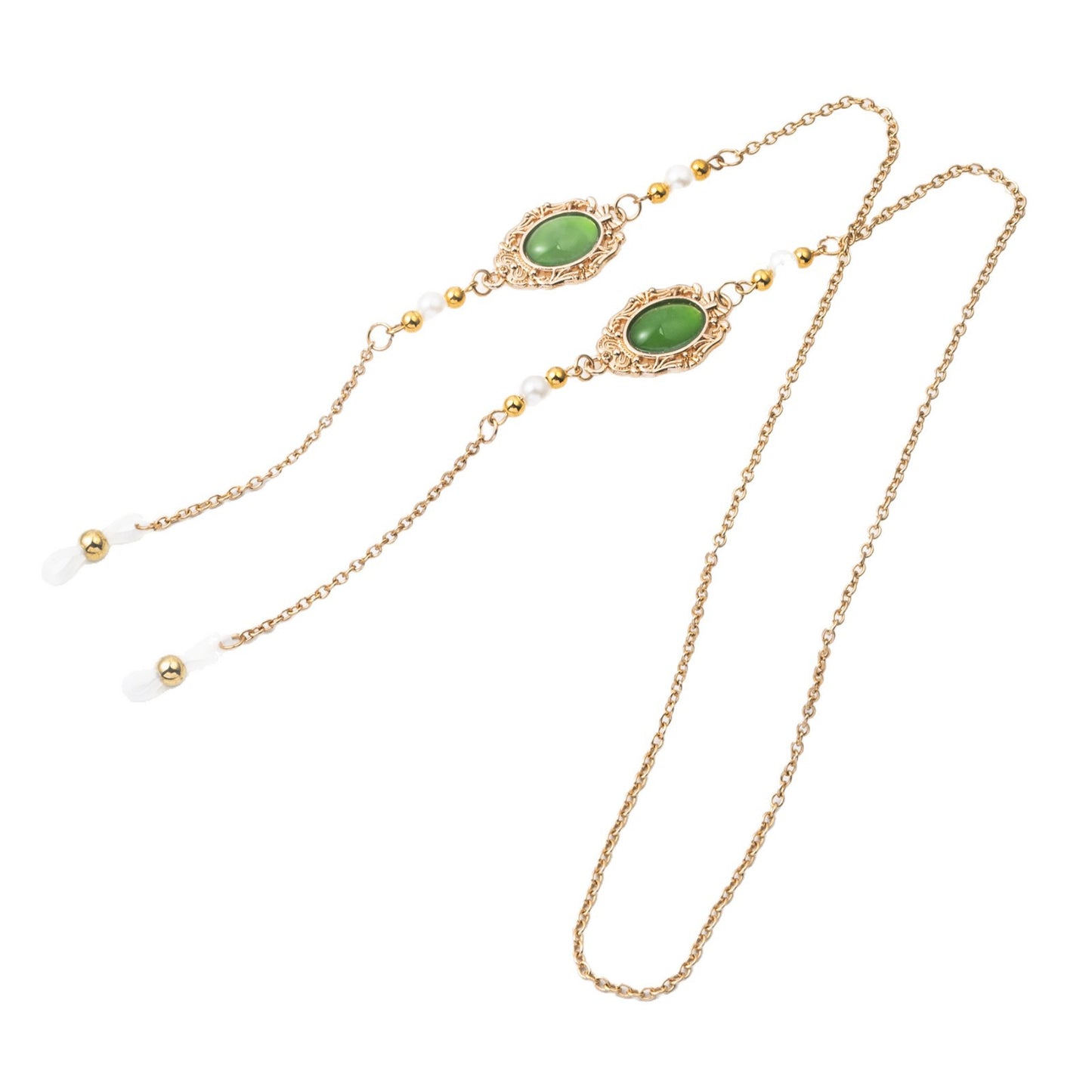 Elegante Perlen- und grünes Stein-Ohrringe Brehn