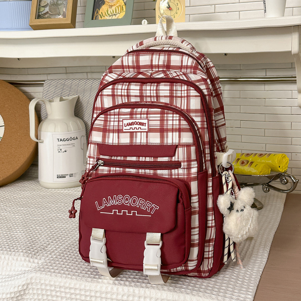 Stylische Karomuster-Rucksack Brehn